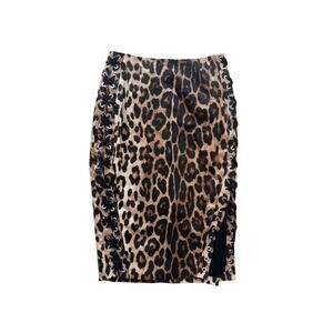 Altuzarra Leopard Cotton Tie Up Pencil Skirt S
